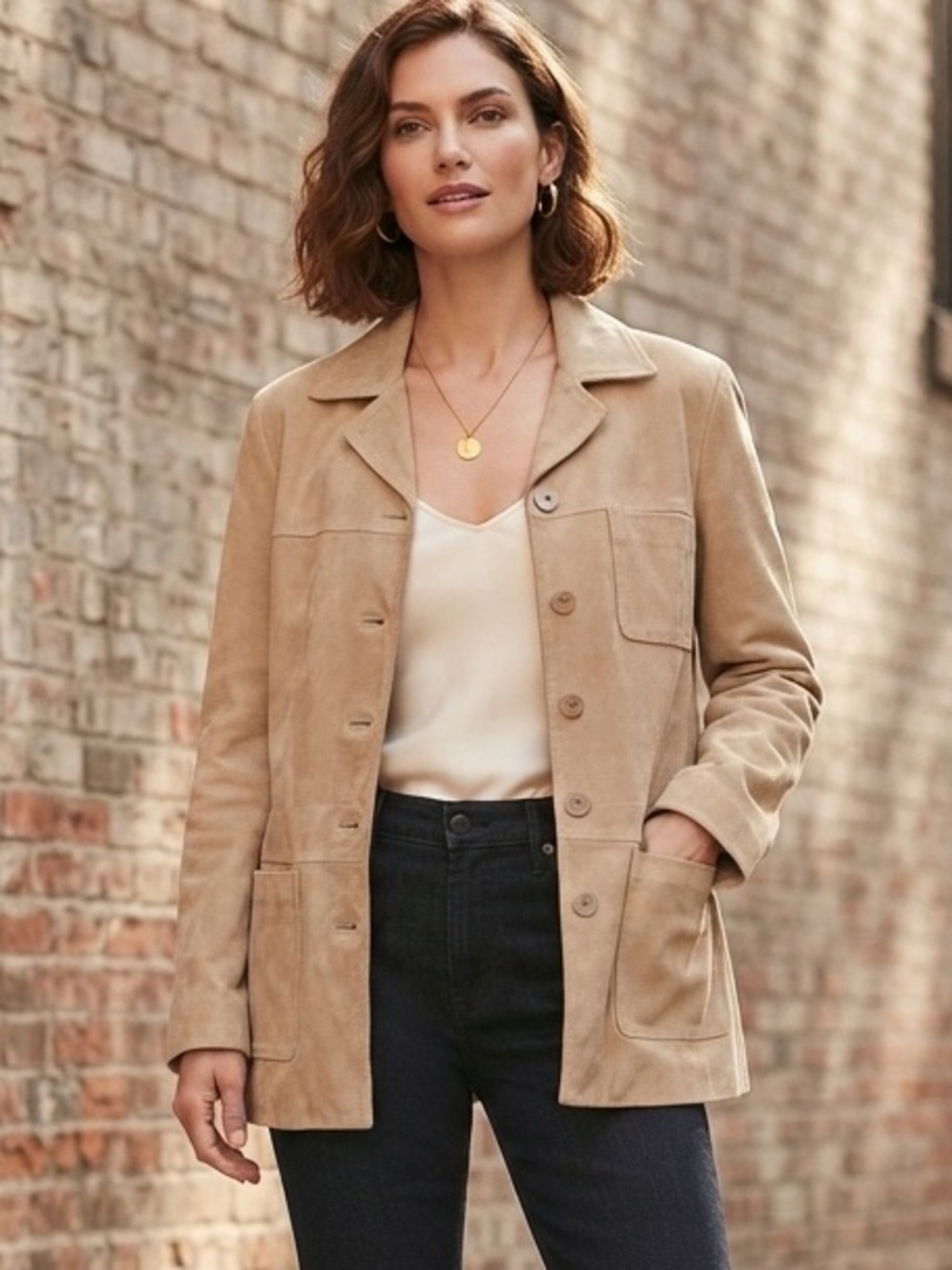FU DA New York suede feel khaki light jacket